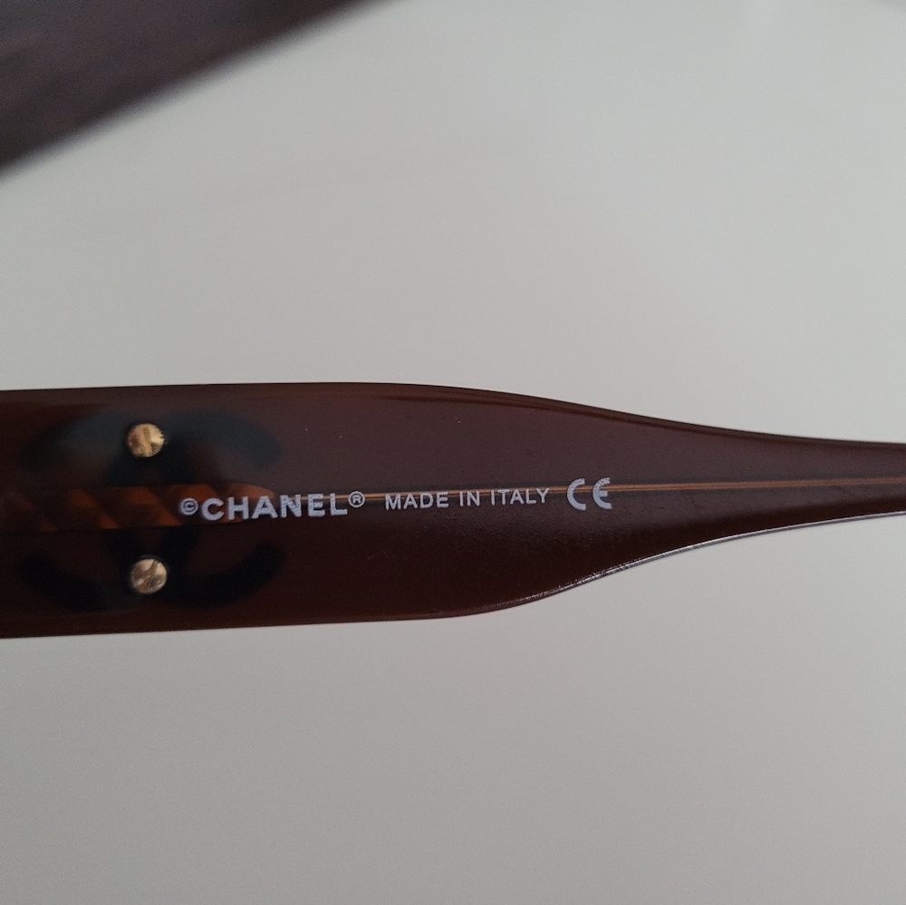 Authentic Chanel Cc Logo Rectangular Sunnies Brow… - image 4